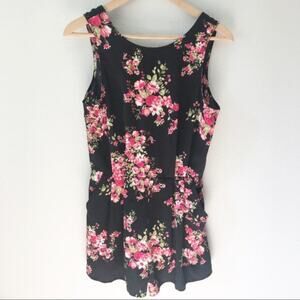 One Clothing Black Pink Floral Romper Medium